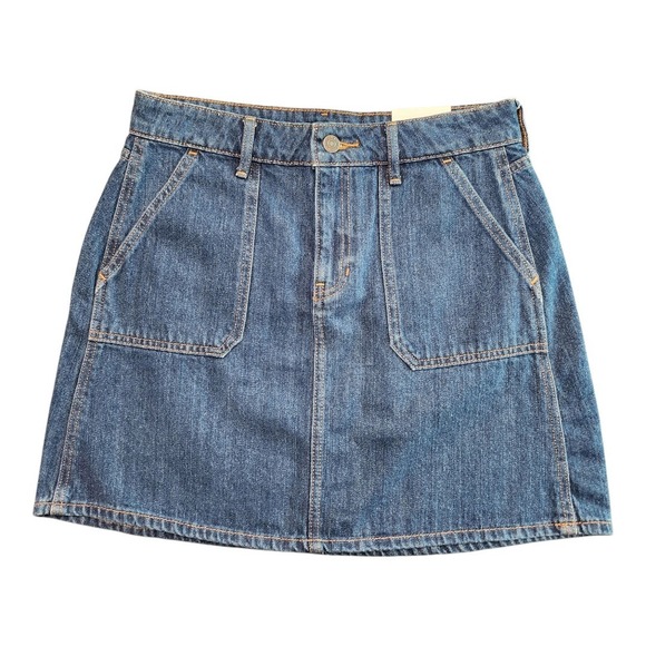 Old Navy Dresses & Skirts - NWT Old Navy Mini Skirt Blue Jean Denim Womens Size 2 100% Cotton Pockets Boho